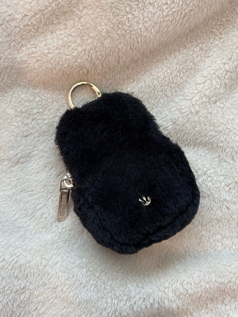 Lululemon Black Faux Fur Keychain Pouch